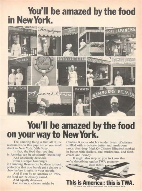 1969 Originale Pubblicita Amp 39 Twa American Airline Compagnia Aerea Food In New York Eur 9 99 1969 Originale Pubblicita Amp 39 Twa American Airline Compagnia Aerea Food In New York Eur 9 99