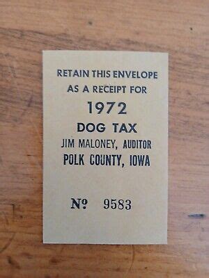 1972 Dog Tax Envelope Jim Maloney Auditor Polk County Ia Ebay