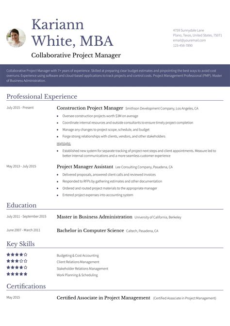 25 Best Project Manager Resume Examples And Templates For 2025 Resumebuilder Com 25 Best Project Manager Resume Examples And Templates For 2025 Resumebuilder Com
