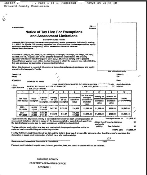 911 Refinance Florida Tax Lien Claim Of Lien