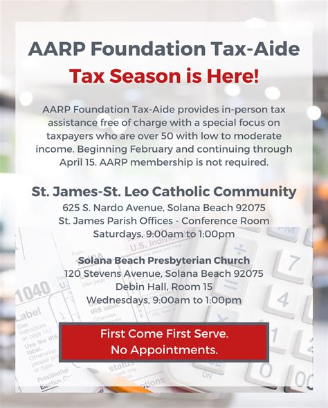 Aarp Tax Aide Starts In February St James St Leo Catholic Community Aarp Tax Aide Starts In February St James St Leo Catholic Community