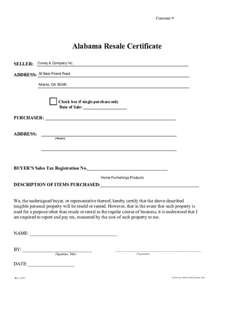 Alabama Resale Certificate Pdf Fill Online Printable Fillable Blank Pdffiller
