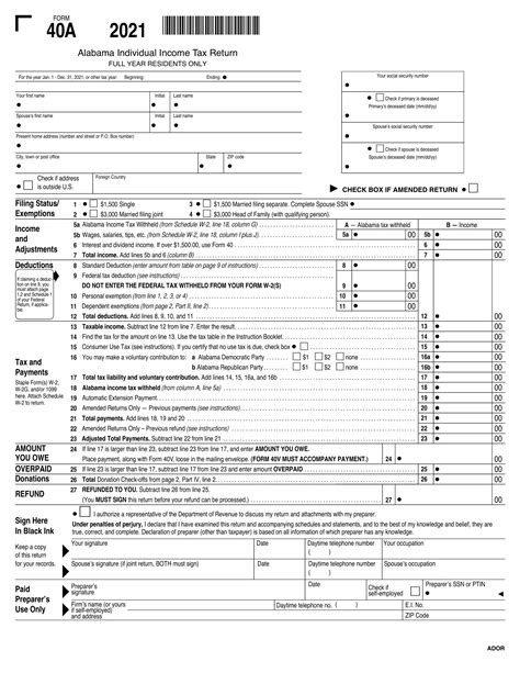 Alabama State Tax Return