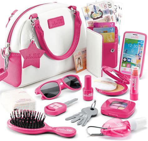 Amazon Com Little Girls Purse With Accessories And Pretend Makeup For Toddlers My First Purse Set Includes Handbag Phone Wallet Play Makeup And More Pretend Play Toys For Girl Age 3