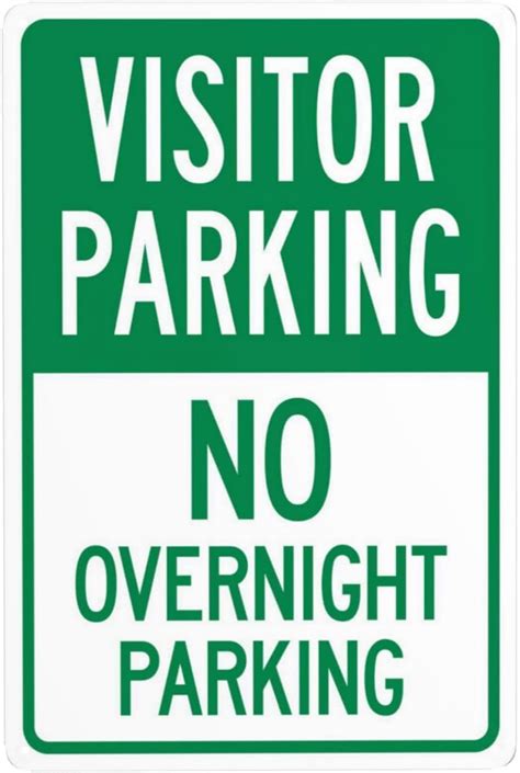 Amazon Com Smartsign 18 X 12 Inch Visitor Parking No Overnight Parking Metal Sign 63 Mil Laminated Rustproof Aluminum Green And White Industrial Scientific