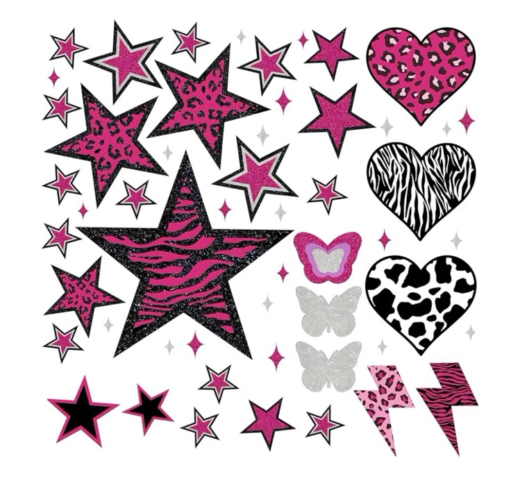 Amazon Com Twodays 100Pcs Y2k Room Decor Aesthetic Wall Decal 2000S Mcbling Vinyl Peel And