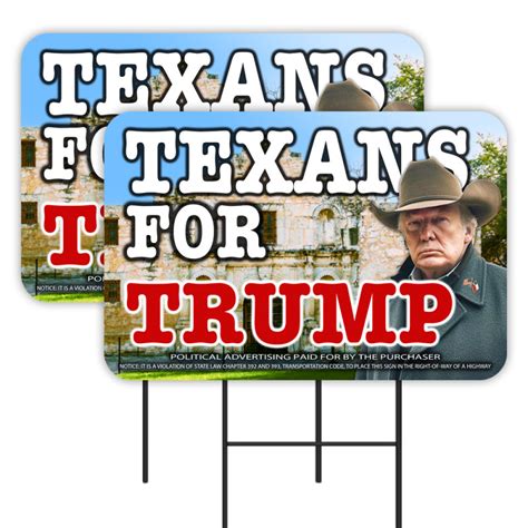 Amazon Com Vista Products Texans For Trump Alamo 2 Pack Double Sided Yard Signs 16 X 24 With Metal Stakes Made In Texas Office Products