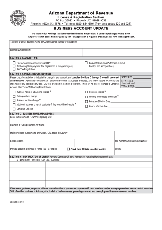 Arizona State Tax Form