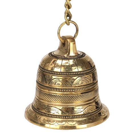 Artvarko Brass Hanging Bell With Chain Ghanti For Home Mandir Fine Bell