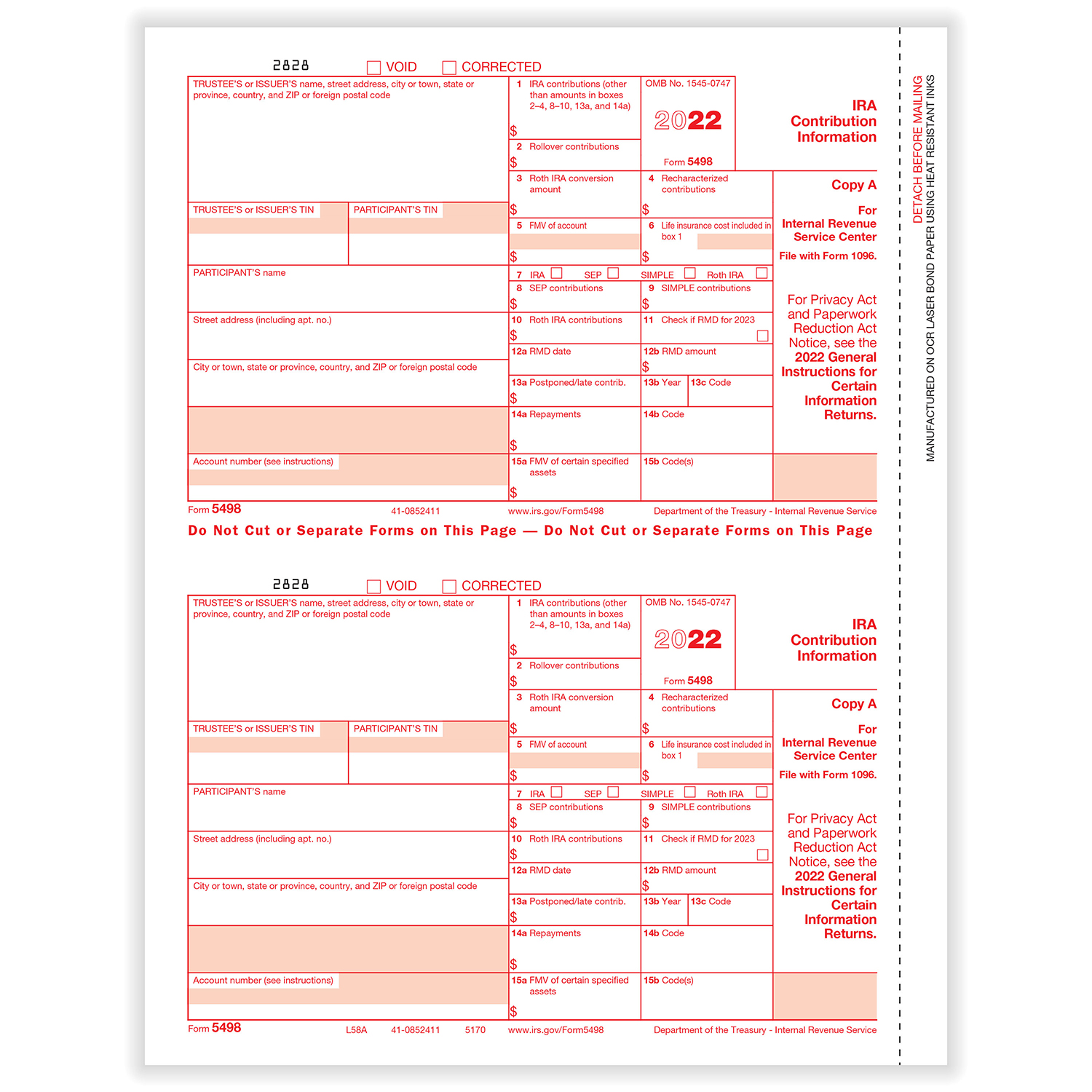 B5498fed05 Form 5498 Ira Contribution Information Copy A Federal B5498fed05 Form 5498 Ira Contribution Information Copy A Federal