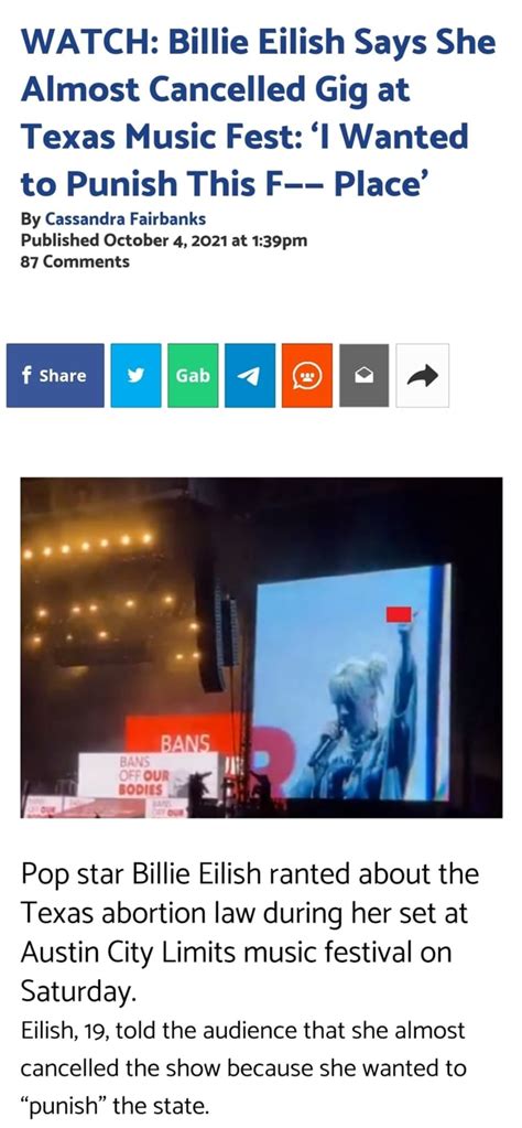 Billie Eilish Tells Fans She Almost Cancelled Her Show In Texas Because Of The Abortion Law Billie Eilish Tells Fans She Almost Cancelled Her Show In Texas Because Of The Abortion Law