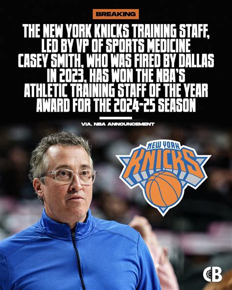 Breaking The New York Knicks Training Staff Led By Vp Of Sports Medicine Casey Smith Who Was Fired By The Dallas Mavericks In 2023 Has Won The Nba S Athletic Training Staff Of Breaking The New York Knicks Training Staff Led By Vp Of Sports Medicine Casey Smith Who Was Fired By The Dallas Mavericks In 2023 Has Won The Nba S Athletic Training Staff Of