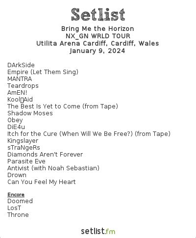 Bring Me The Horizon American Dream Tour Setlist