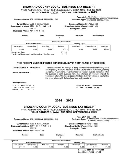 Broward County Florida Affidavit To Transfer Broward County Local Business Tax Receipt In Lieu Of The Original Receipt Fill Out Sign Online And Download Pdf Templateroller