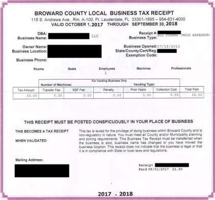 Broward County Local Business Tax Receipt 305 300 0364
