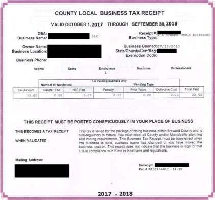 Business Tax Receipt