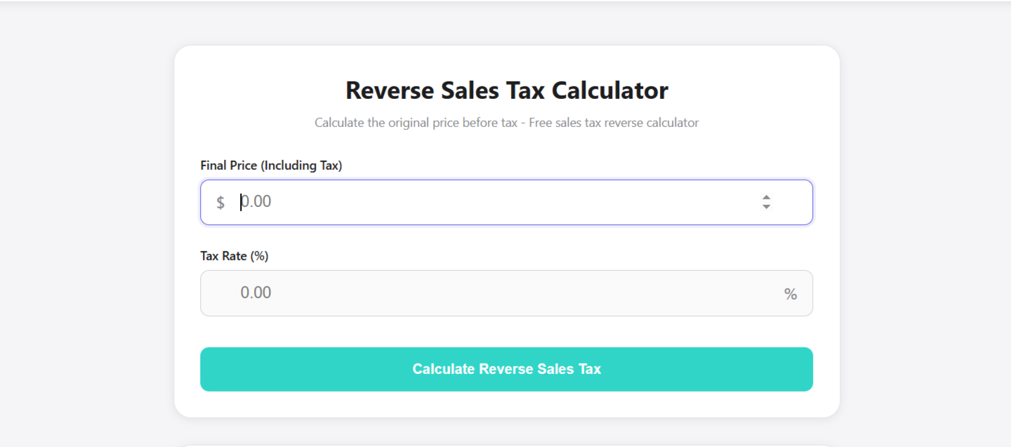 Calculate Reverse Sales Tax