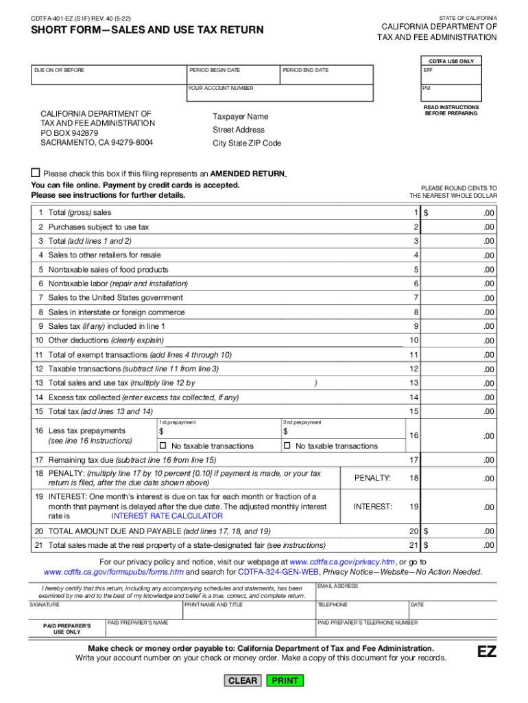 California Sales Tax Return