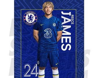 Chelsea Fc Reece James 21 22 Headshot Poster Officially Licensed