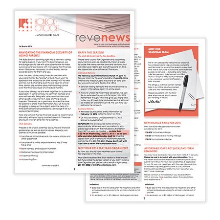 Clients Get Our Exclusive Maine Tax Newsletter Honeck O Toole Maine And Federal Income Tax Services Financial Planning Honeck O Toole