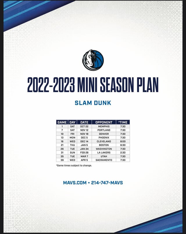 Club Maverick Season Mini Plans R Mavericks