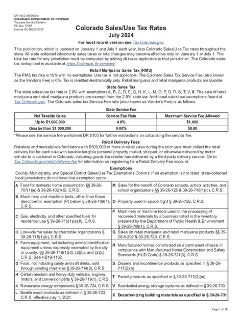 Co Dept Of Revenue On X The New Dr 1002 Colorado Sales Use Tax Rates Will Be Available On January 1 2025 Visit Https T Co T2p32iatur Or The Link In Our Bio