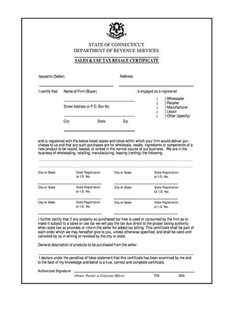 Ct Sales Amp Use Tax Resale Cerfiticate Fill Out Tax Template Online
