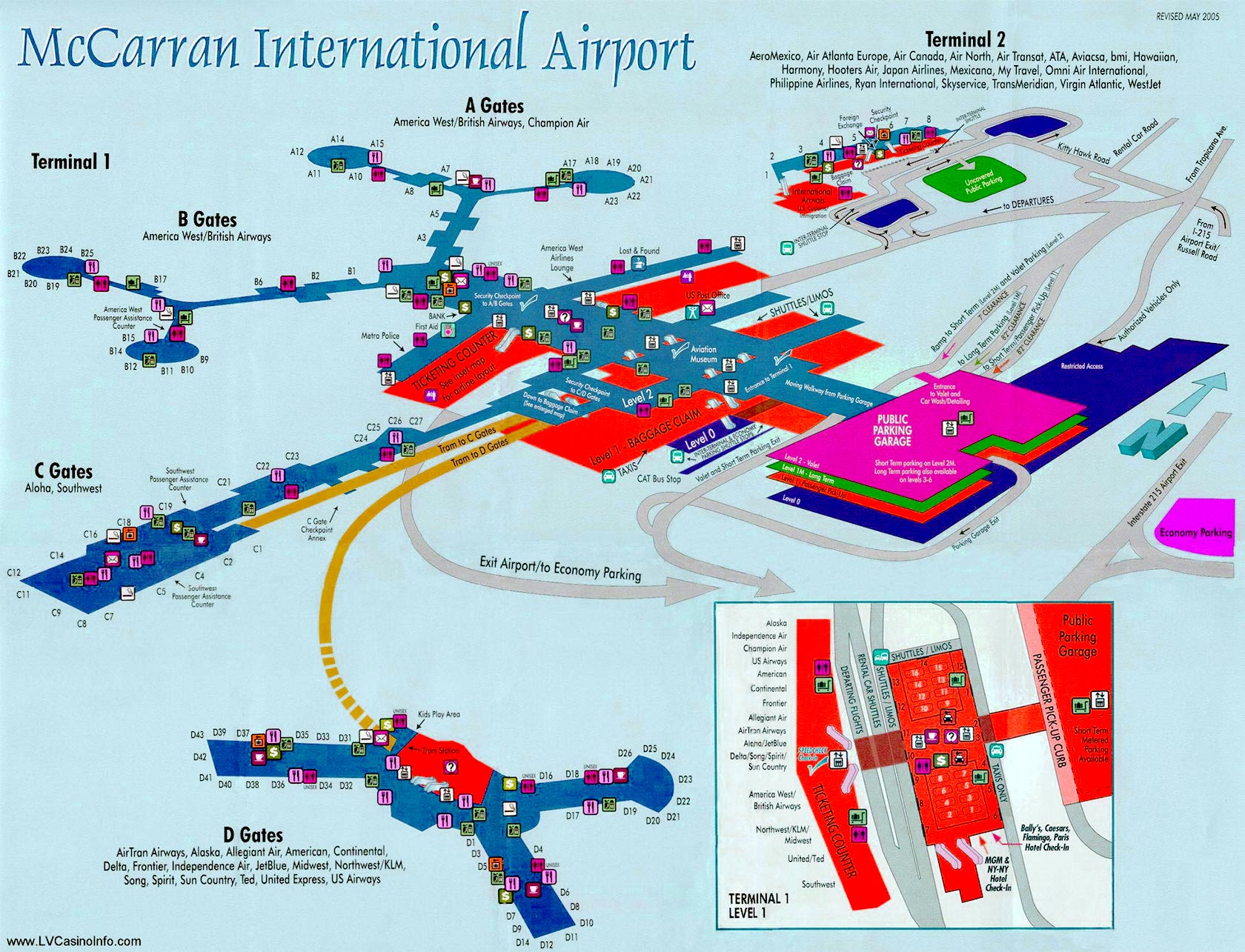 Dallas Love Field Airport Terminal Map Map Of Las Vegas Strip