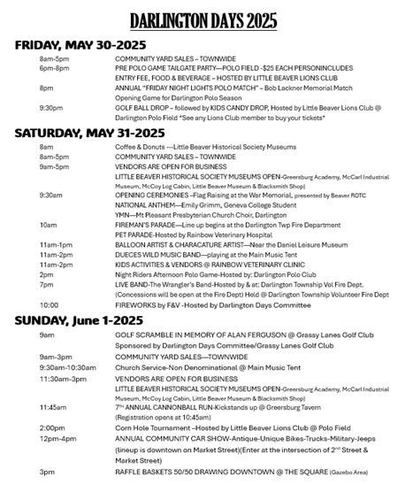 Darlington Days Beaver County Events Darlington Days Beaver County Events