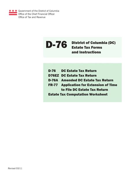 Dc Estate Tax Return Form D 76 Fill Out Printable Pdf Forms Online