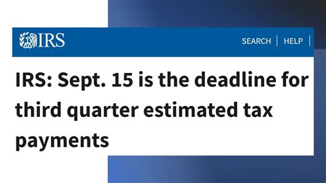 Deadline For Third Quarter Estimated Tax Payments September 15