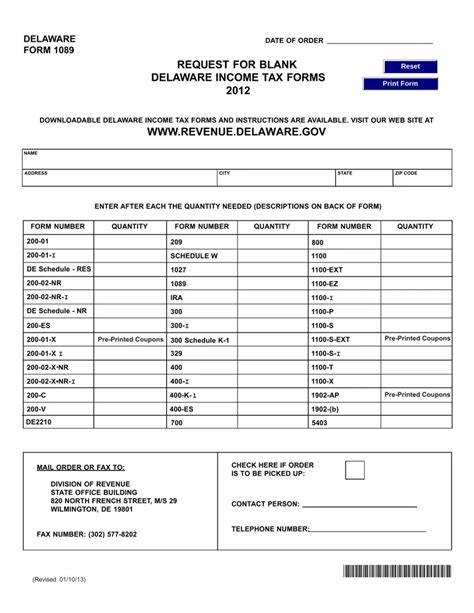Delaware Form 1089 Fill Out Printable Pdf Forms Online