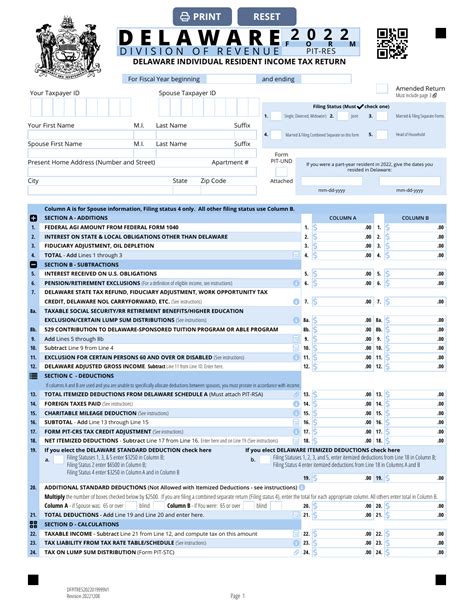 Delaware State Tax Return