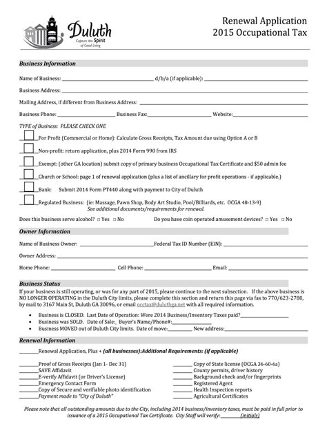 Duluth Occupational Tax Renewal