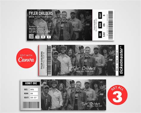 Editable Tyler Ticket Childers Mule Pull Tour 2025 Custom Ticket Diy Gift Canva Template Etsy
