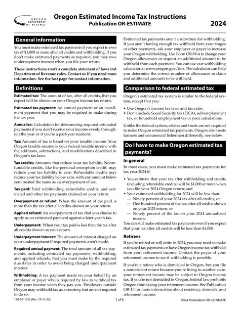 Estimate Oregon Income Tax