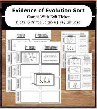 Evidence Of Evolution Comparison Sort W Exit Ticket Online Amp Print Versions