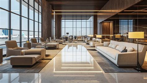 Experience Ultimate Comfort And Elegance In A Spacious Modern Airport Passenger Lounge With