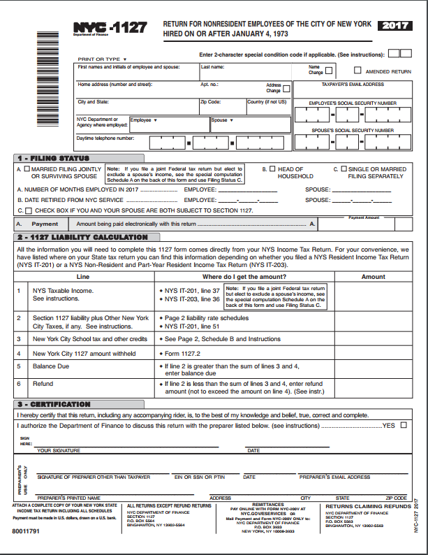 File Submission Guidelines For Nyc 1127 Tax Return