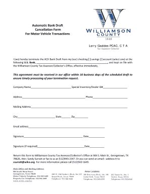 Fillable Online Wilco Automatic Bank Draft Cancellation Form For