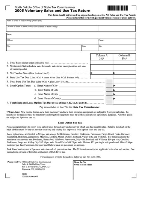 Fillable Use Tax Return North Dakota Office Of State Tax Commissioner
