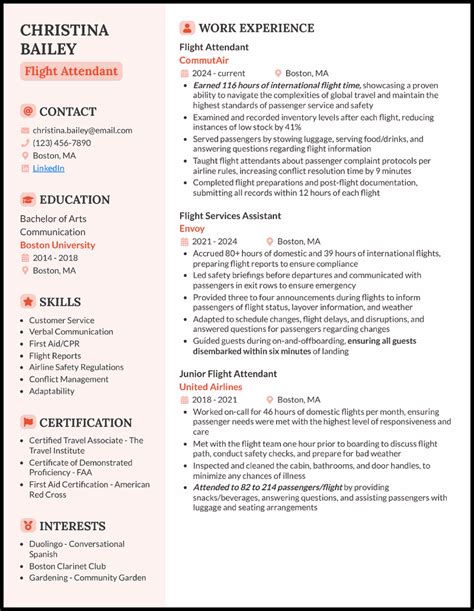 Flight Attendant Resume Examples Templates 2025 Flight Attendant Resume Examples Templates 2025