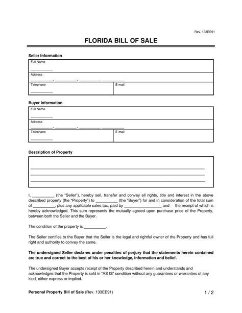 Florida Bill Of Sale Templates Edit Download And Print