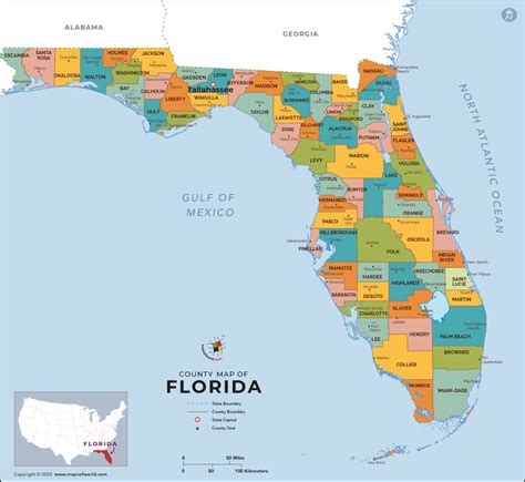 Florida Map Map Of Florida Fl State With County