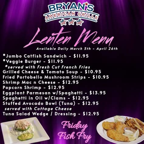 Food Menu Bryan S American Grille