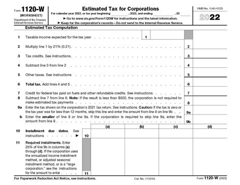 Form 1120 W Block Advisors Form 1120 W Block Advisors