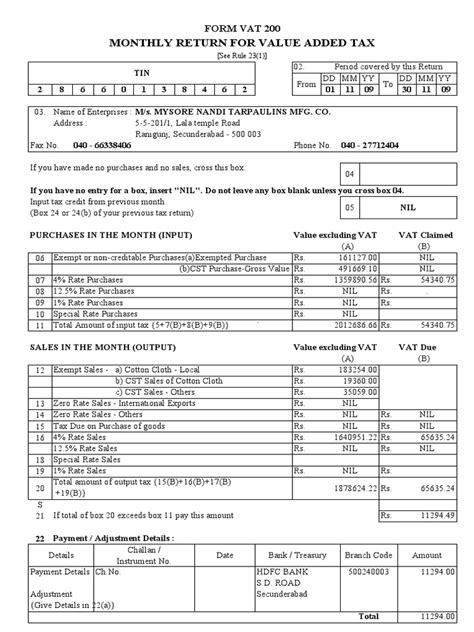 Form I Monthly Value Added Tax Return To The Form I Monthly Value Added Tax Return To The