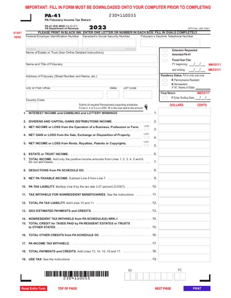 Form Pa 41 Download Fillable Pdf Or Fill Online Pennsylvania Fiduciary Income Tax Return 2023 Pennsylvania Templateroller Form Pa 41 Download Fillable Pdf Or Fill Online Pennsylvania Fiduciary Income Tax Return 2023 Pennsylvania Templateroller