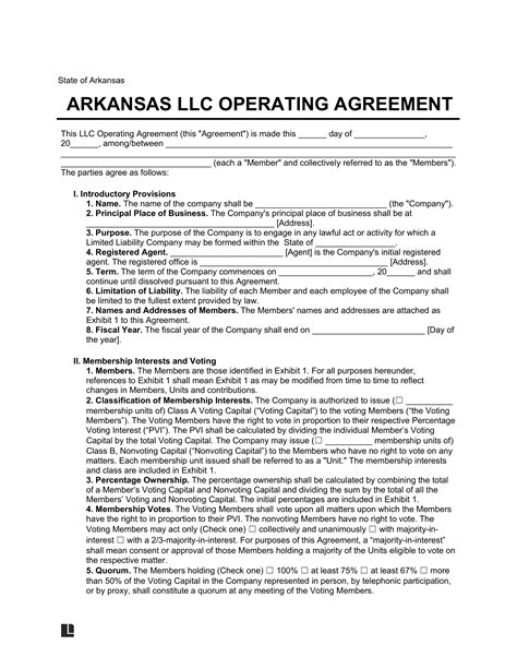 Free Arkansas Llc Operating Agreement Template Pdf Word Free Arkansas Llc Operating Agreement Template Pdf Word