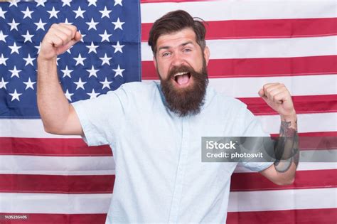 Free At Last He Is True American Happy Man Celebrate 4Th Of July Patriotism And Freedom Flag Is His Pride Usa Independence Day 4Th Of July Happy Man At Usa National Flag